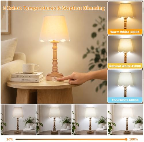 ShineTech 14" Small Table Lamps for Bedroom Rechargeable Cordless, Set of 2 - Image 4