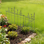Vintage Metal Garden Fences 25.6" W x 23.2" H Rustic Distressed Green Decorative Fence Cast Iron Garden Edging Landscape Border Yard Stake Tall Picket Fence Outdoor Flower Bed Lawn Panels - Image 5