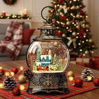 Christmas Village Snow Globe Water Lantern with Horse and Town Scene Battery Operated or USB Powered Musical Lighted Holiday Decoration for Tabletop Display for Family and Friends - Image 7