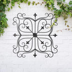Glitzhome Vintage Wall Decor, Black Artistic Beauty Metal Garden Ornament Powder-Coated Matte Black Finish Charming Fleur-de-lis Outdoor Indoor Decoration - Image 4