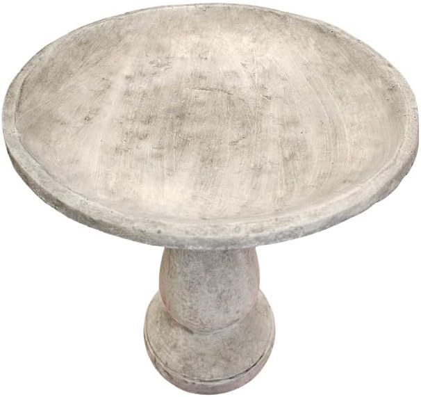 Solid Rock Stoneworks Classic Oval Concrete Birdbath – 24” Tall Outdoor Garden Accent – Heavy-Duty Handcrafted Cement Bird Bath – Weather Resistant Yard Décor – Made in USA- PreAged - Image 5