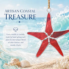 Stained Glass Red Starfish 3in Suncatcher Set of 5, Coastal Home Decor - Image 3