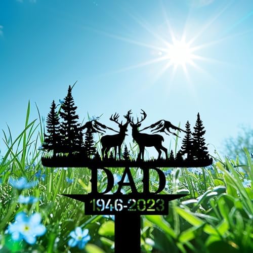 Personalized Hunter Grave Marker Deer Hunting Dad Memorial Garden Stake 8-24 inch Hunter Dad Loss Gift, Hunter Memorial Gift Loss of Loved One (Deer Hunting Dad) - Image 2