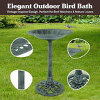 Pure Garden Antique Style Outdoor Bird Bath, Patina Green - Image 2
