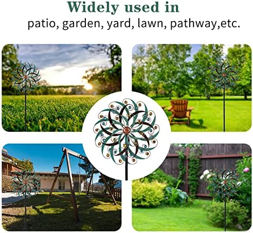VEWOGARDEN 20" Dia Large Wind Spinner, Outdoor Metal Windmill Spinner - Yard Art Spinner Wind Catchers Sculpture for Patio, Lawn & Garden Decor - Image 4