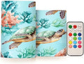 ALAZA Aqua Sea Turtles Corals Flameless Candles, LED Pillar Candles with Remote Timer, Battery Operated Candles Set of 2 by ALAZA