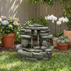 Bumilgar 15.6" H Small Garden Outdoor Rock Water Fountain with LED Lights - Image 2