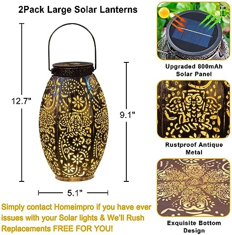 2Pack Owl Solar Outdoor Lanterns Waterproof, Large Decorative Garden Solar Lights for Table, Patio, Yard, Lawn Ornaments, Birthday Mothers' Day Gifts for Mom Dad ( Antique Bronze) - Image 5