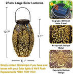 2Pack Owl Solar Outdoor Lanterns Waterproof, Large Decorative Garden Solar Lights for Table, Patio, Yard, Lawn Ornaments, Birthday Mothers' Day Gifts for Mom Dad ( Antique Bronze) - Image 5