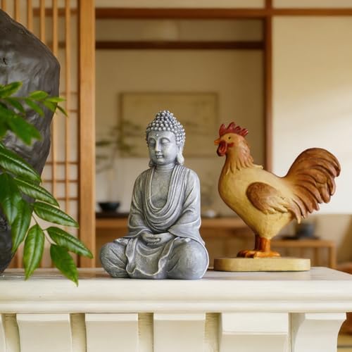 Goodeco 11.4" Meditating Buddha Statue Home Decor - Meditation Gifts for Room/Garden/Patio/Deck/Porch Yard Art Decoration, Zen Decor Buda Statues (Gray) - Image 6