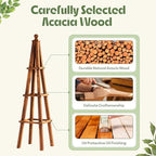 Idzo 61-Inch Wood Obelisk Trellis for Climbing Plants, Outdoor & Indoor Garden Decor, Light Brown, Durable, Space-Saving, Easy Assembly, Ideal for Patio & Yard – Upgraded 2025 - Image 4