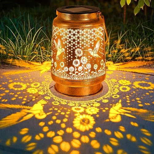 2 Pack Hummingbird Sunflower Solar Lanterns Outdoor with Shepherd Hook, Birthday Gift Mothers Day Gift for Women Mom Grandma Wife Daughter, Waterproof Hanging Lights, Decor for Yard Garden Patio Lawn - Image 7