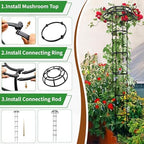 2 Pack Umbrella Top Trellis for Climbing Plants, 76 Inch Tall Adjustable Plant Support for Outdoor Indoor Garden, Sturdy Metal Core with Plastic Coating, Black - Image 5
