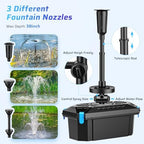 Antfraer Pond Filter with Fountain Kits, 660GPH Submersible Pond Pump with RGB LED Lights, All-in-One Pond Filter for Outdoor Ponds, Koi Pond, Water Gardens & Waterfall, Up to 1300 Gallons - Image 5