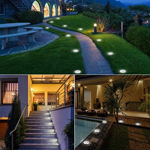 LYHOPE Solar Ground Lights Outdoor, 16 Pack 8 LED Solar Disk Lights - Image 3
