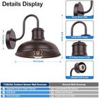 2-Pack Dusk to Dawn Outdoor Wall Sconces, Farmhouse Outside Lighting Gooseneck Barn Lights, Oil Rubbed Bronze Exterior Wall Lights, Anti-Rust Waterproof Outdoor Light for House Porch Garage Entryway - Image 4