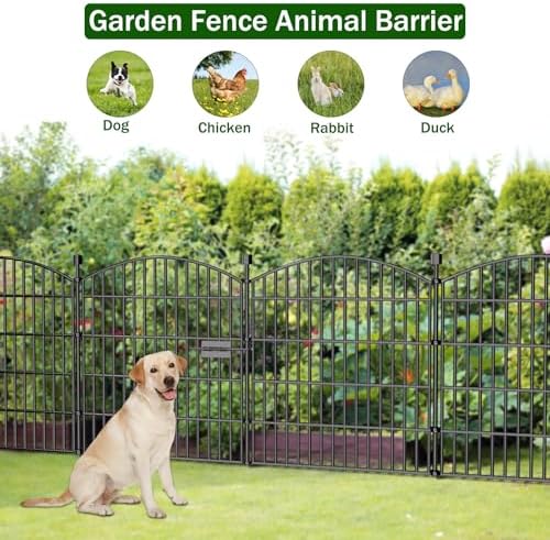 15 Panel No Dig Decorative Garden Fence with Gate 32"H x 35.4'L Dog Barrier - Image 5
