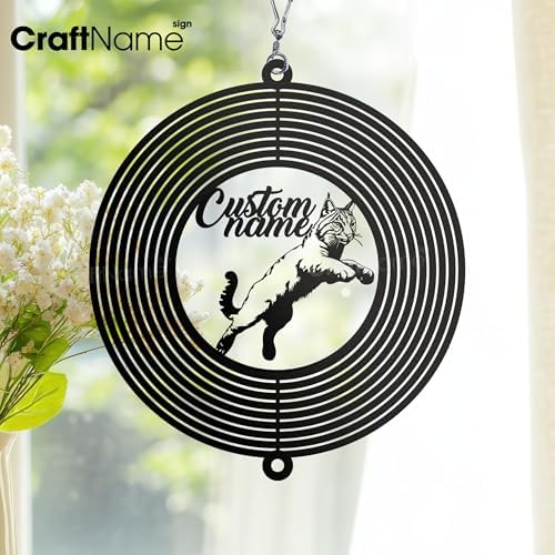Personalized Wildcat Metal Wind Spinner, Bobcat Garden Spinner Hanging Indoor Outdoor Decor, Perfect House Warming Gifts New Home, Custom Gift for Grandmother, Mom, Wife, Daughter - Image 4