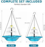 Solar Bird Bath Fountain, Hanging Bird Bath with Solar Powered Water Fountain, Outdoor Bird Bath Bowl with Chain Hook, Garden Patio Balcony Decor, Attract Birds & Keep Water Fresh (Blue) - Image 3