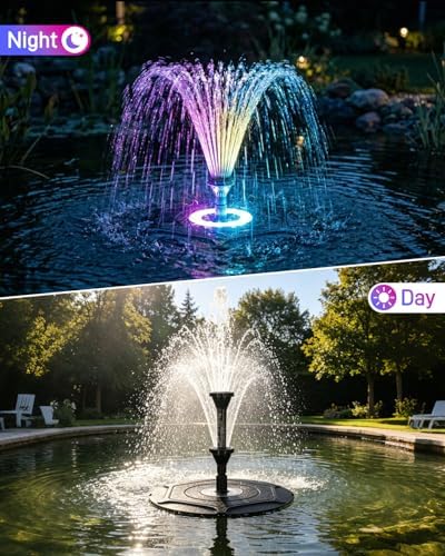 Pond Fountain Aerator with RGB Lights, Floating Pond Fountain Pump with 33FT Power Cord and 3 Nozzles, 792 GPH 45W High-Performance Pump Build in, Suitable for Outdoor Ponds, Garden, Fish Tanks - Image 3