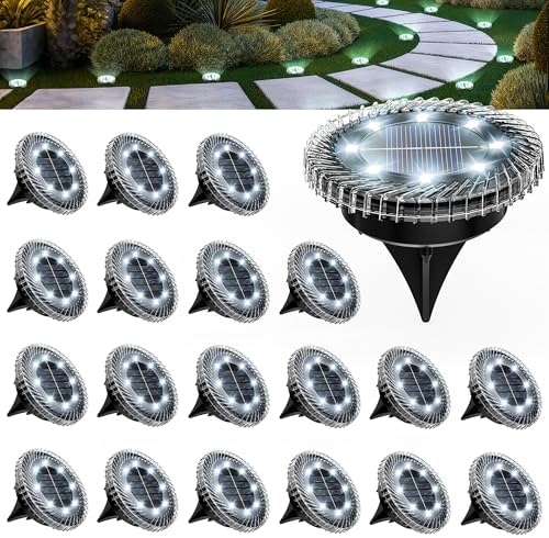 PATIOWIN 20 Pack Small Solar Ground Lights, Garden Lights Cool White by PATIOWIN