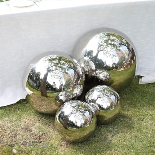Balsa Circle 16 in Silver Stainless Steel Globe Gazing Reflective Mirror Balls Outdoor Garden Decor Centerpieces Wedding Party Events Reception Home Decorations Modern Ornaments Landscaping Accents - Image 5