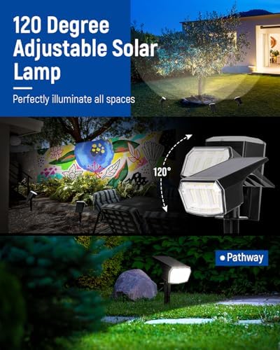 AUDERWIN Solar Spot Lights Outdoor Waterproof, 2 Packs, Neutral White - Image 4