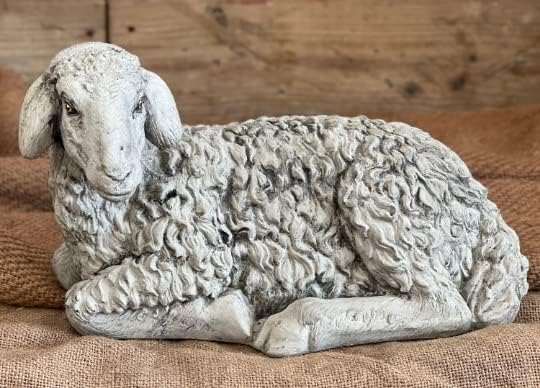 Lying Sheep Figure Realistic Lamb Yard Statue Stone Religious Figurine Ornament Decorated Sheep Statue for Garden - Image 5