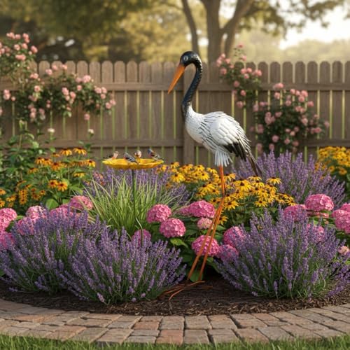 39" Large Heron Garden Statue,Crane Outdoor Statues with Leaf Tray - Image 6