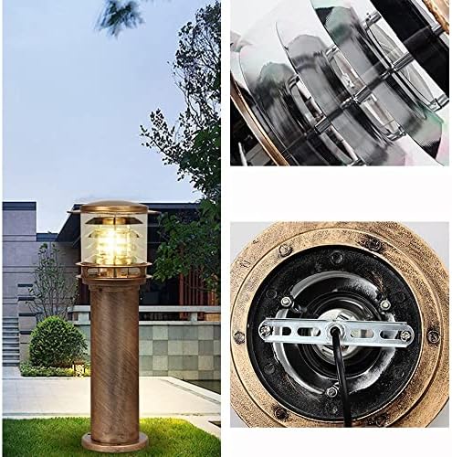 Rustic Industrial Outdoor Bollard Light | IP65 Waterproof LED Pathway Lamp with Clear Glass Anti-Rust Bronze Finish | Vintage Garden Column Light for Yard, Patio, Walkway, Driveway Lighting - Image 5