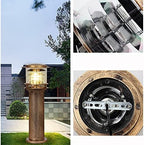 Rustic Industrial Outdoor Bollard Light | IP65 Waterproof LED Pathway Lamp with Clear Glass Anti-Rust Bronze Finish | Vintage Garden Column Light for Yard, Patio, Walkway, Driveway Lighting - Image 4