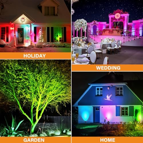 10W RGBW LED Landscape Lights Spot Lights Outdoor for Yard Garden Decor Spotlight, Landscape Lighting with 16 Color Changing and Remote IP68 Waterproof (10) - Image 5