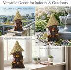 Topadorn Solar Fairy House Garden Statue, 12" Resin Cottage with LED Light - Image 3