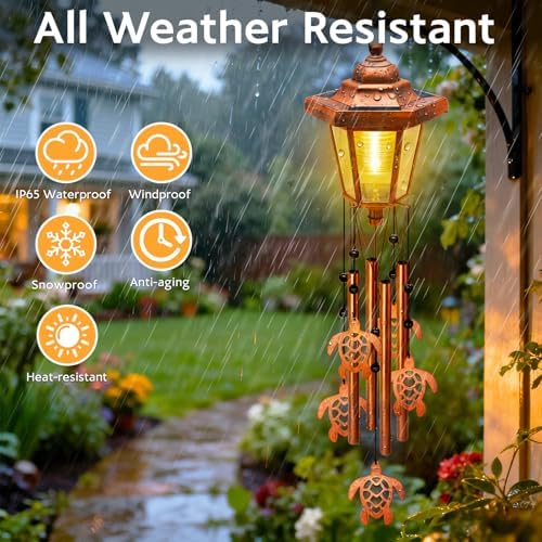 Large Solar Turtle Wind Chimes, Gifts for Women Mom Grandma Wife Sister Daughter Neighbor, Classic Bronze Wind Chimes with Wind Catcher, Solar Decor Lights for Outdoor Garden Patio Yard Porch Window - Image 6
