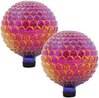 Sunnydaze 10" Gazing Balls for Garden, Red Scalloped Texture, 2pk by SunnydazeDecor