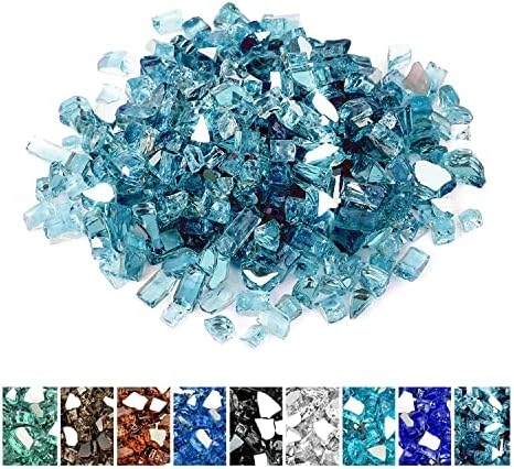Mr. Fireglass 10 lbs High Luster Fire Glass, 1/2 Inch Reflective Aqua Blue by Mr.+Fireglass