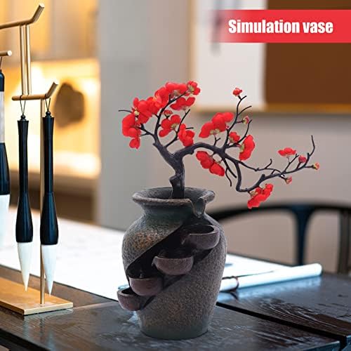 Tabletop Fountains Indoor Water Fountains Flower Vase Fountain with Water Flow & Artificial Bouquet, Mini Tabletop Waterfall Fountain, Desktop Fountain for Office (Style 12) - Image 4