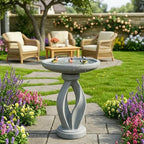 SKYFIRE 21.85 Inch Tall Pedestal Bird Bath, Fibre Reinforced Concrete Birdbath with Twisted Base, Weather Resistant & Durable Bird Bath for Garden Patio Lawn Backyard, Gray - Image 7