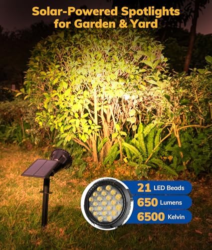 NBKLS Solar Spot Lights for Outside, 21 LED Outdoor Solar Lights for Yard, 4 Pack Solar Spotlights Waterproof Auto On/Off for Landscape, Wall, Garden, Pool, Tree, Pathway and Driveway(Warm White) - Image 5