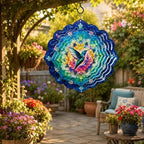 Shwing 12 Inch Wind Spinner Hanging Wind Sculptures Hummingbird Metal Decor Double Sided Outdoor Kinetic Garden Art 3D Wind Spinner Hanging Ornament for Patio Porch Balcony Backyard Tree Decor - Image 4