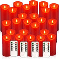 24-Pack Red Flameless LED Candles with Remote - Realistic Flickering Battery - Operated Pillar Candles forValentine's Day, Home Decor, Weddings, Parties. by CAKETYCG