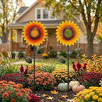 Topadorn Metal Sunflower Garden Stakes, 2 Pack 39" Fall Outdoor Decor - Image 3