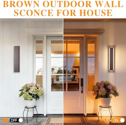 24 in Brown Long Outdoor LED Wall Lights,Outside Light Fixtures - Image 3