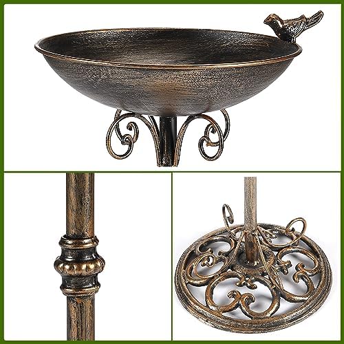 11.4" W*27.6" H Cast Iron Pedestal Bird Bath, Bird Baths for Outdoors - Image 5