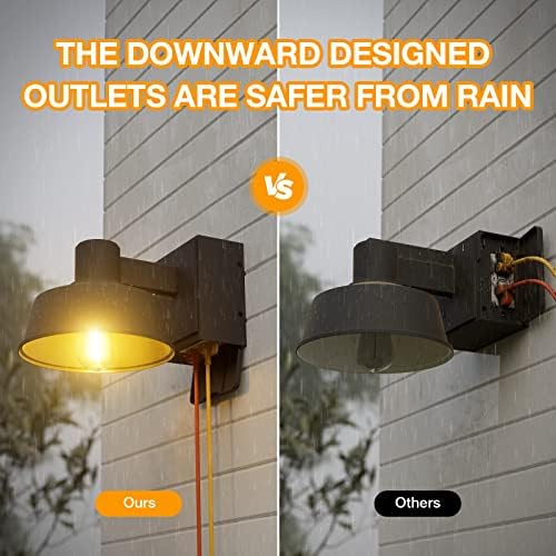 Ehaho Porch Lights with Outlet for Front Door, Dusk to Dawn, IP65 (2 PCS) - Image 3