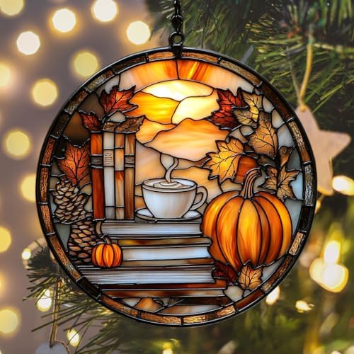 Autumn Pumpkin Spice and Books Acrylic Suncatcher - Image 6
