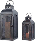 Luxury Lantern Decorative Outdoor & Indoor, Set of 2 (19’’&13’’) Metal Candle Lanterns Decor, Vintage Hanging Candle Holder for Front Porch Patio Wedding Farmhouse Home, Christmas Decorations by DECORKEY