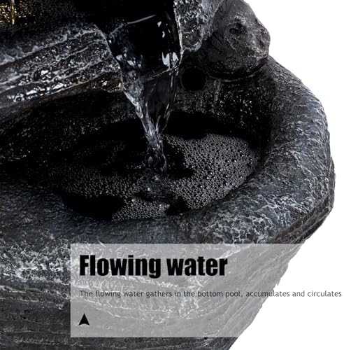 5-Tier Cascading Rock Outdoor Waterfall Fountain, Garden Fountains with LED Lights, Weather-Resistant Resin, Soothing Water Flow, Waterfall Fountain for Patio, Backyard, Indoor/Outdoor Decor Black1 - Image 5