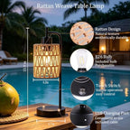 Rechargeable Outdoor Patio Table Lamps, Cordless, Set of 2 - Image 6