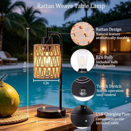 Rechargeable Outdoor Patio Table Lamps, Cordless, Set of 2 - Image 6